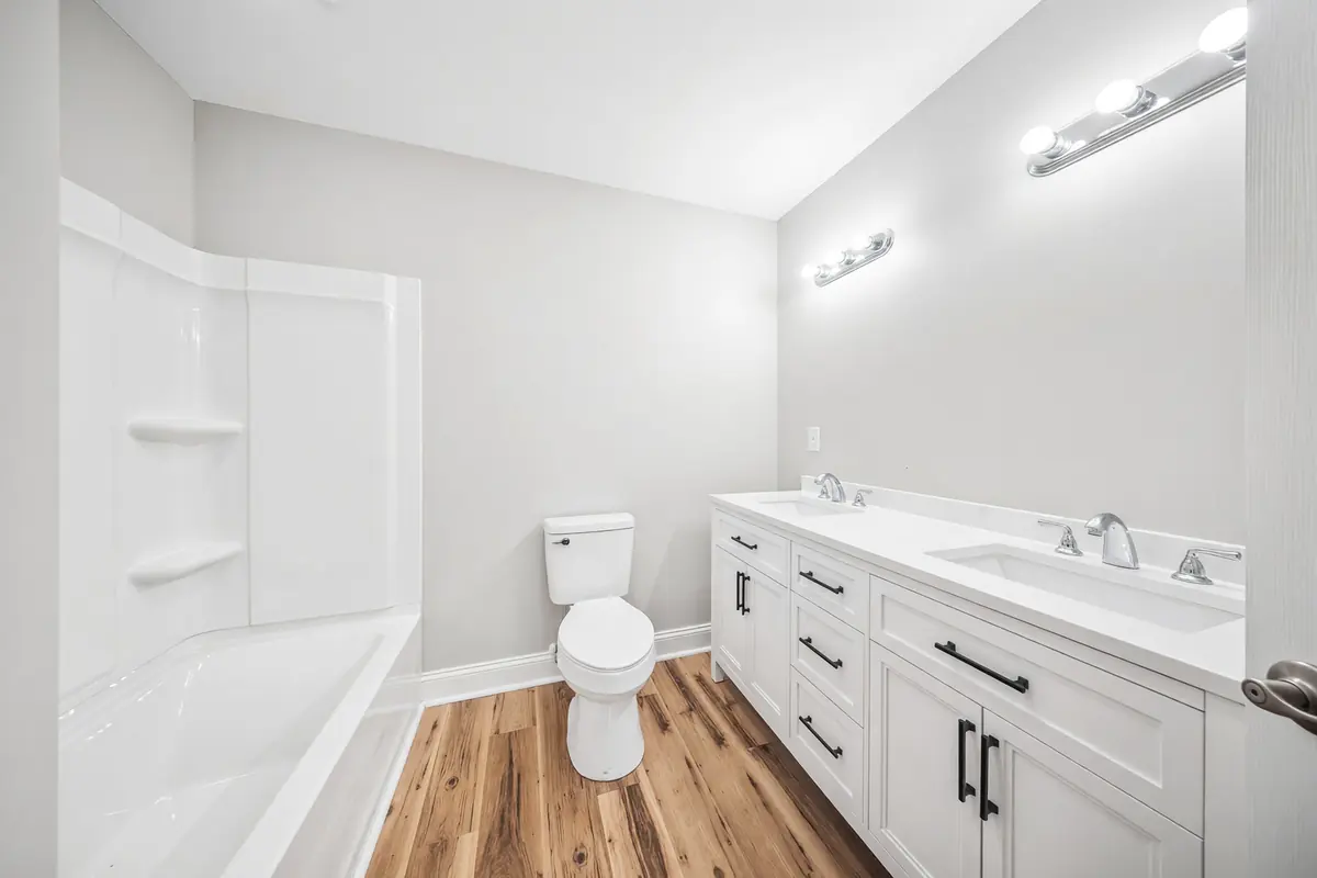 Finished bathroom with a double vanity